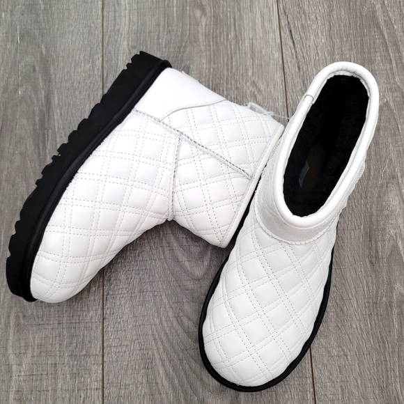 UGG Shoes - UGG Australia Mini II White Leather Quilted Boots